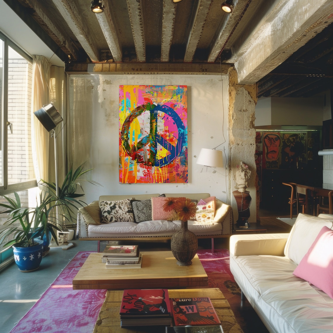 Peace Symbol Pop Art Print, Vibrant Abstract Decor - Image 2