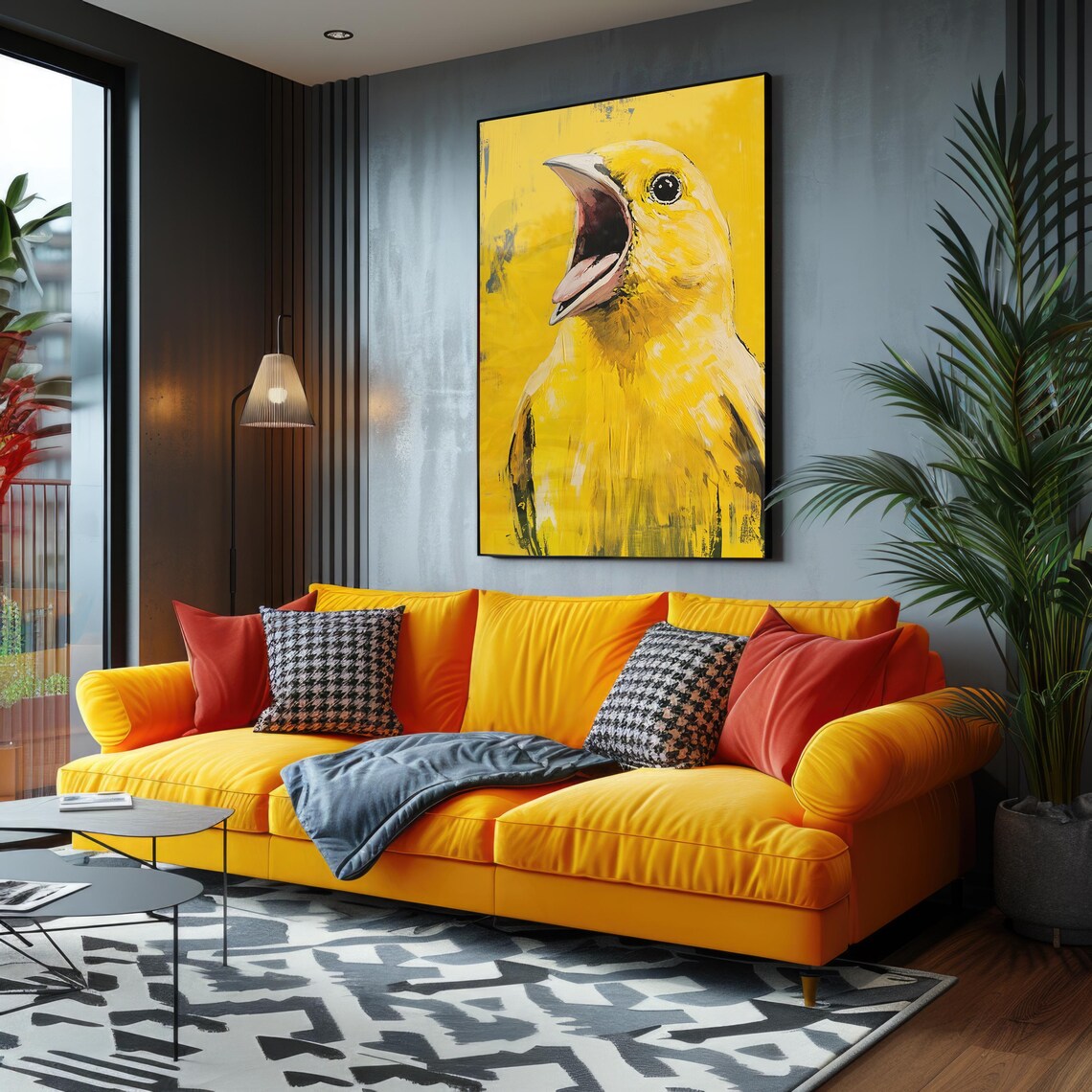 Yellow Canary Art Print, Eclectic Pet Portrait - Image 4