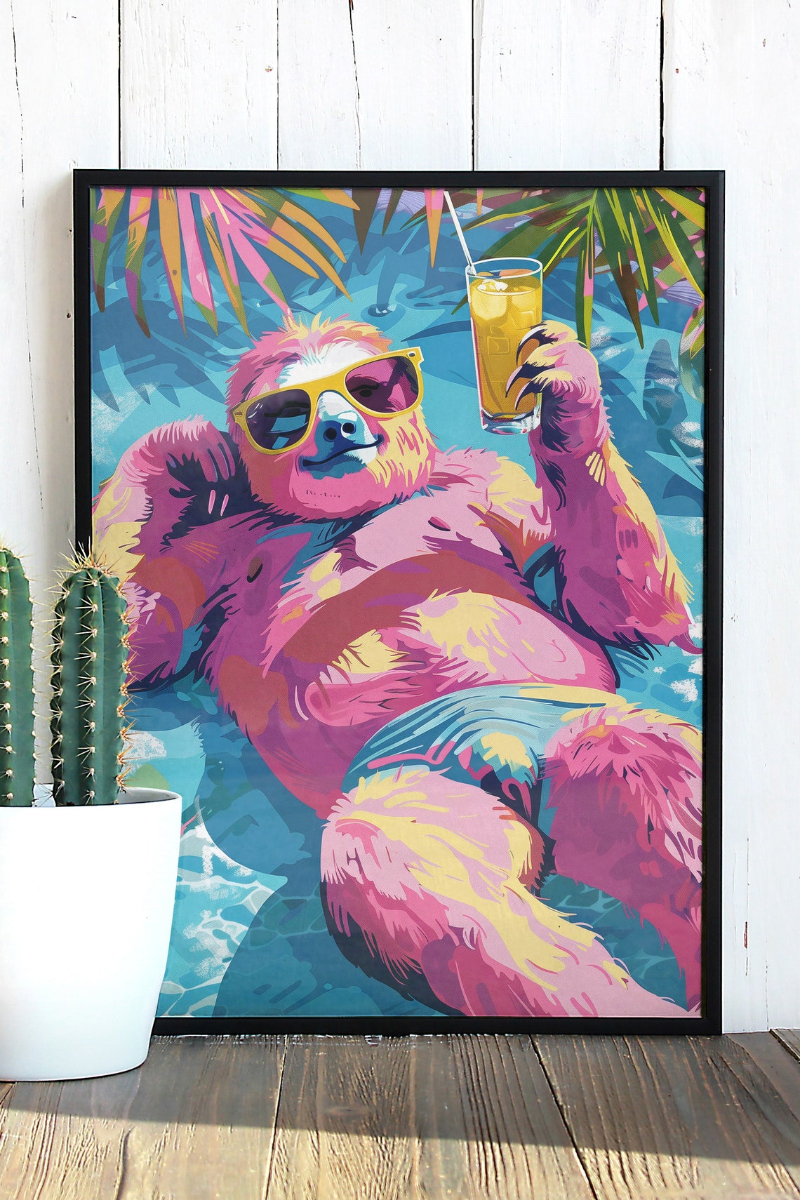 Papa Sloth Pop Art Poster Print Wall Art Funny Fathers Day Gift Dad Retirement Gift Maximalist Home Decor - Image 3