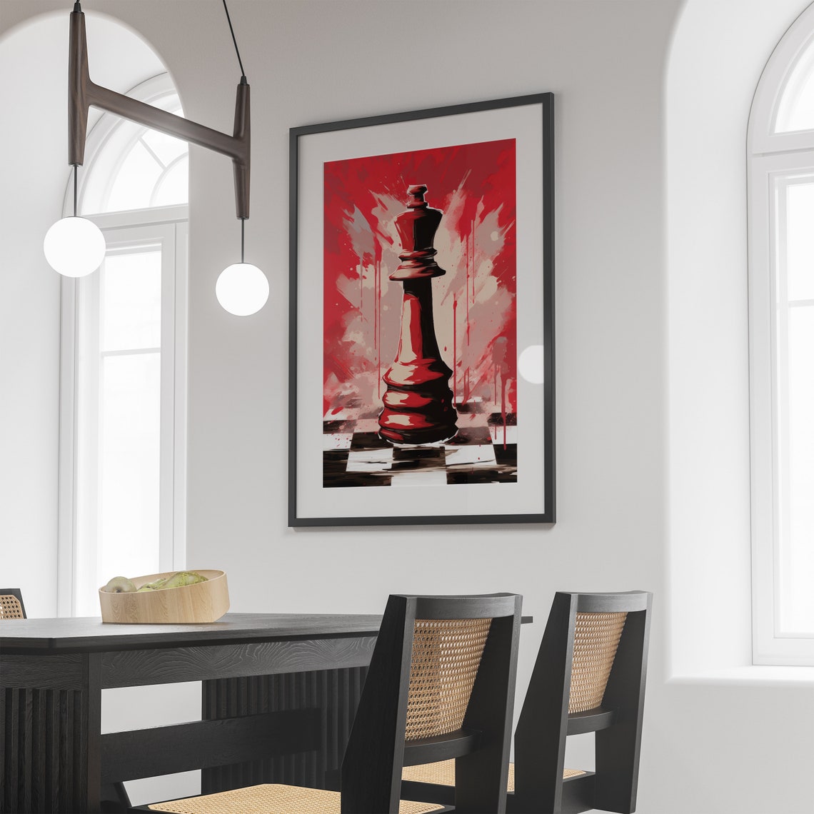 Chess Queen Piece Bold Red Pop Art Dramatic Strategy Game Poster - Image 3