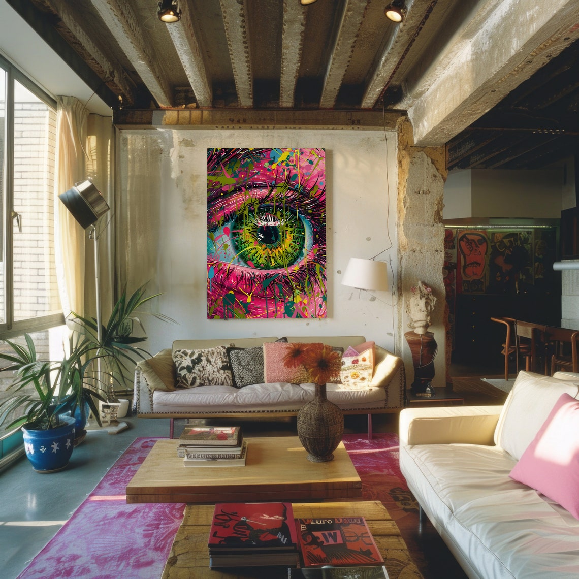 Neon Eye Pop Art Print Abstract Colorful Graffiti Wall Decor - Image 3