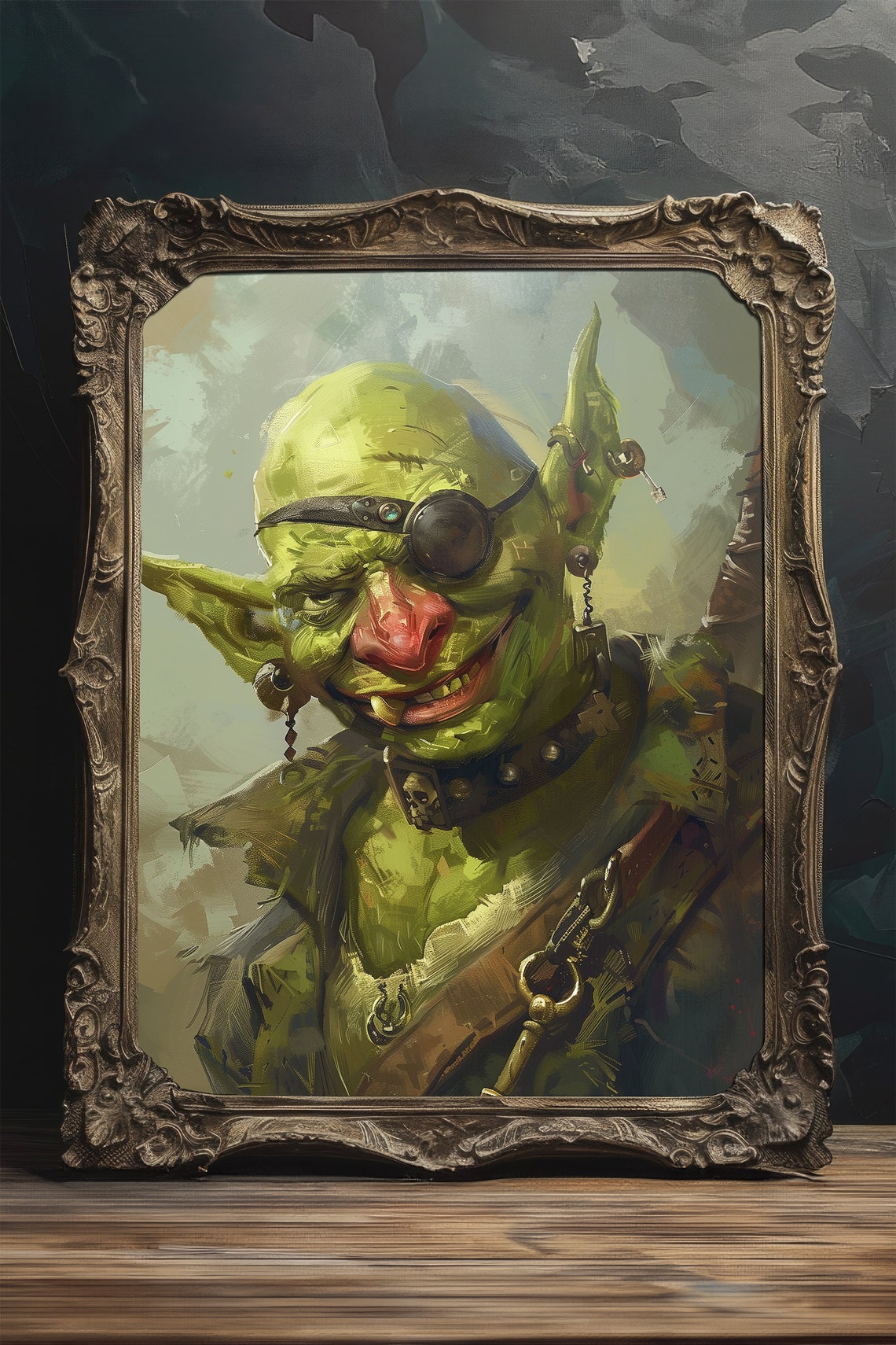 Bald Goblin Portrait Print Wall Art Mythical Fable Creature Artwork Moody Goblincore Home Decor Funny Gift - Image 2