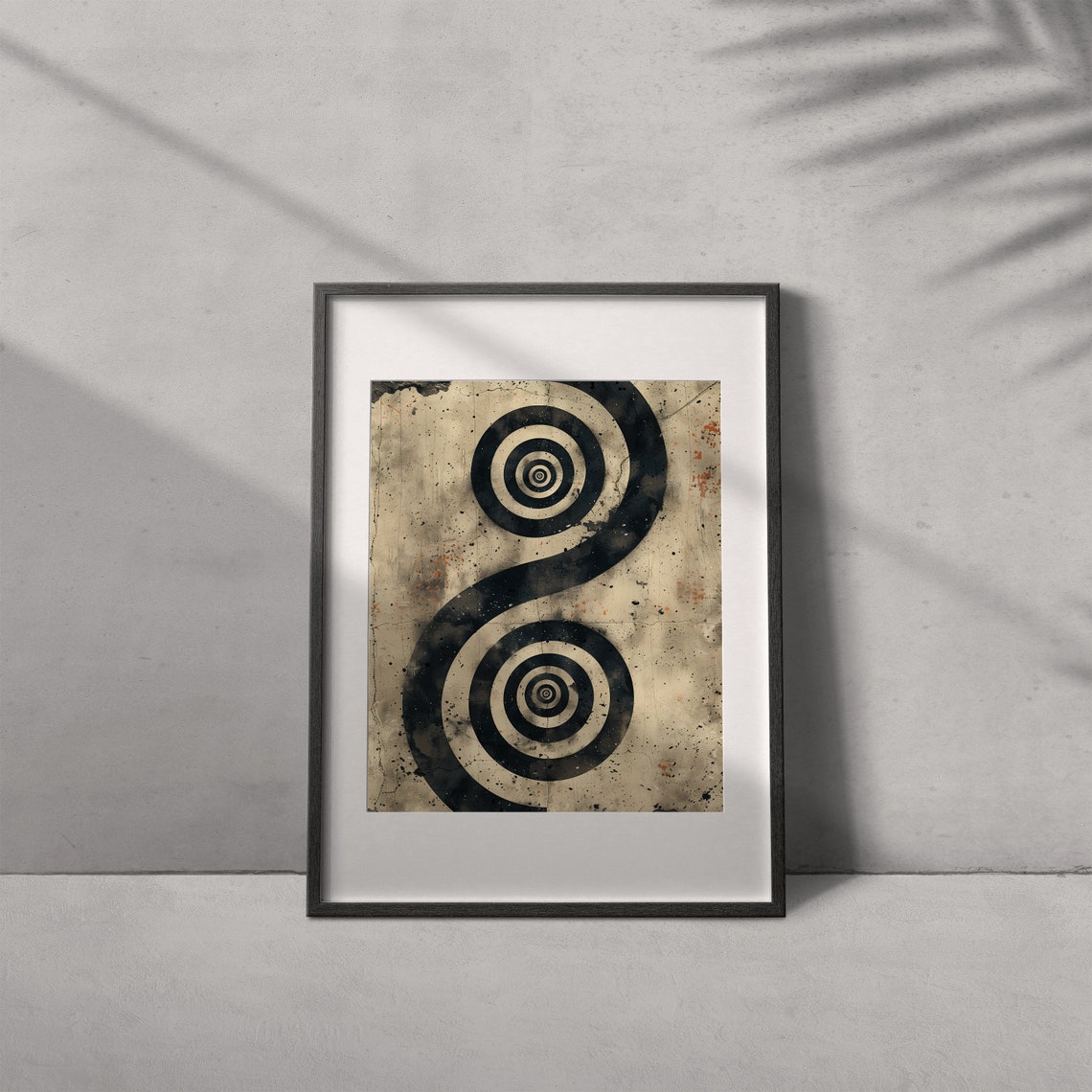 Retro Geometric Abstract Art Concentric Circles Monochrome Poster - Image 2
