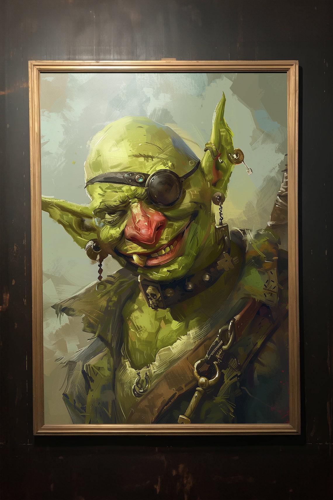 Bald Goblin Portrait Print Wall Art Mythical Fable Creature Artwork Moody Goblincore Home Decor Funny Gift - Image 3
