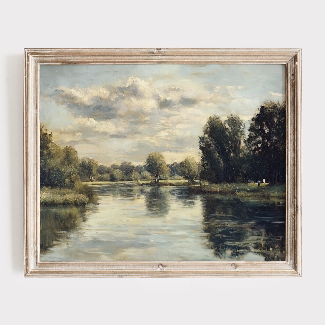 Serene River Reflection Vintage Impressionist Lake Art Poster