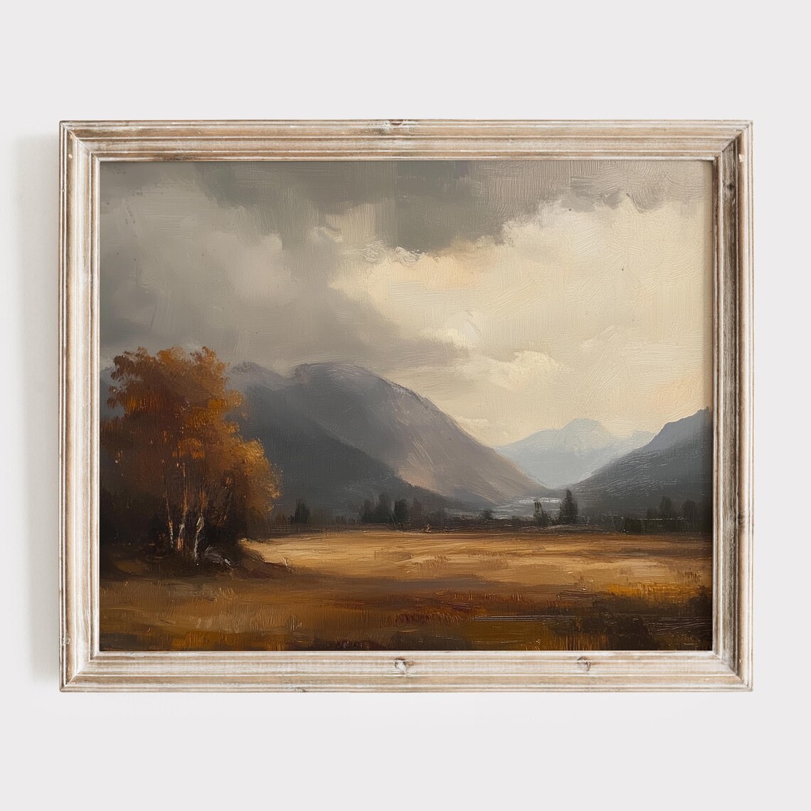 Moody Autumn Mountain Valley Landscape Oil Painting Decor Poster