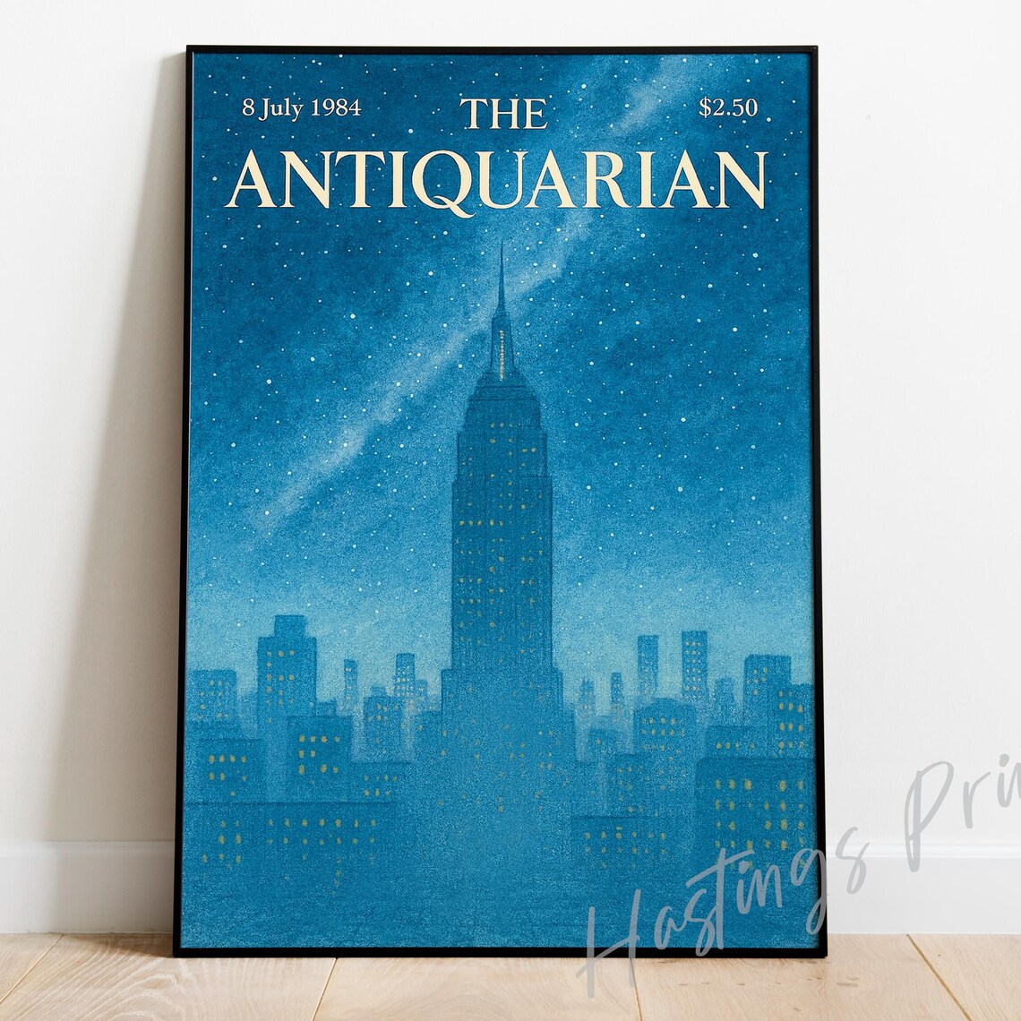 New Yorker Style Vintage Magazine Cover, York Skyline Poster