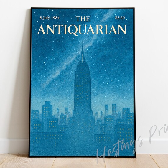 New Yorker Style Vintage Magazine Cover, York Skyline Poster