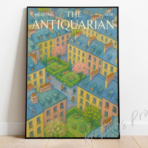 The Antiquarian Paris Courtyard Mansard Roofs Vintage Poster