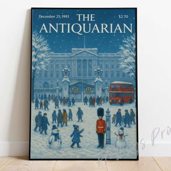 The Antiquarian 1993 Christmas Cover Snowy Buckingham Palace London Print