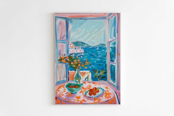 Henri Matisse Open Window Print Fruit Still Life Vibrant Floral Painting Coastal Art Fauvism Poster Windowsill Art Harmonious Print