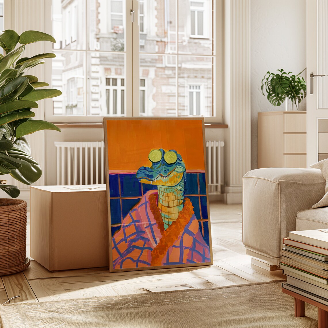 Alligator Poster, Maximalist Bathroom Animal Art - Image 3