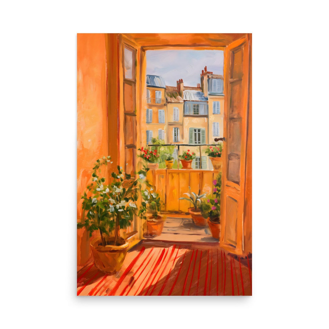 Henri Matisse Style Paris Balcony Open Doors Potted Plants Poster - Image 3