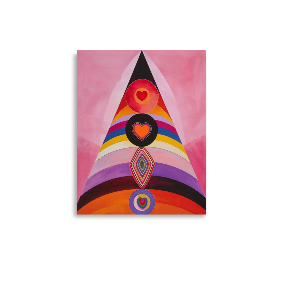 Hilma af Klint Style Geometric Heart Spire Rainbow Abstract Poster - Image 4