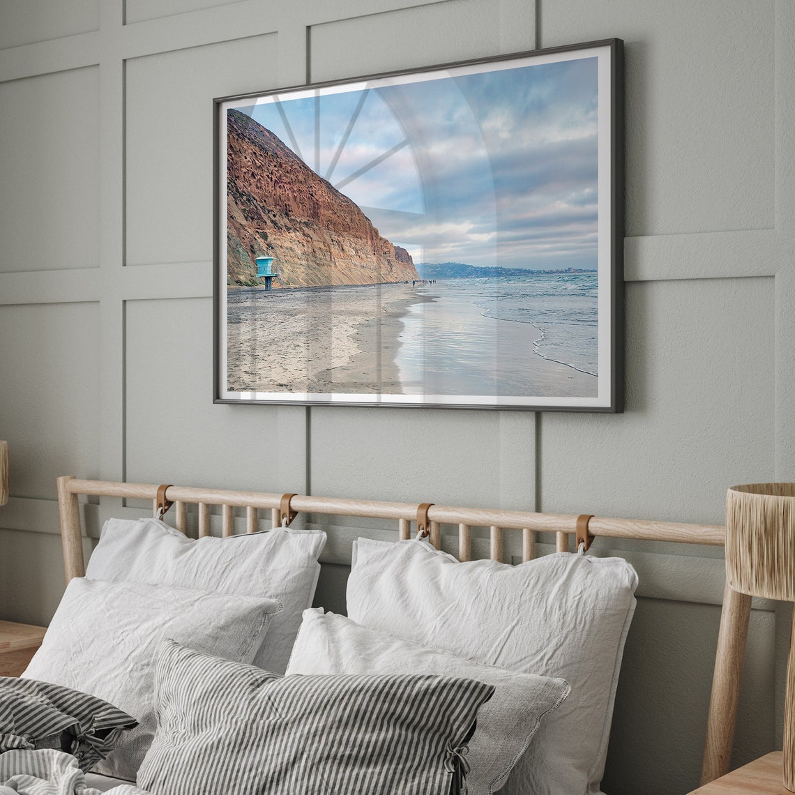 San Diego Beach Cliffs Lifeguard Tower Calm Shoreline View Poster - Image 4