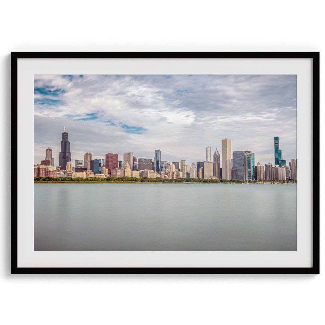 Chicago Skyline Lake Michigan Calm Water Day Cityscape Travel Poster - Image 2
