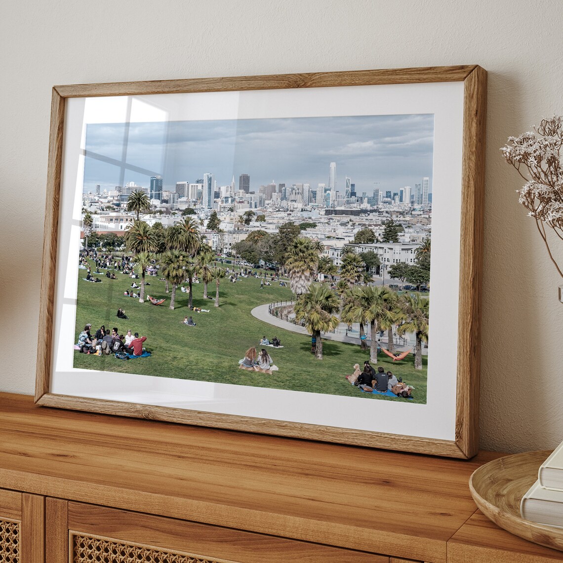 San Francisco Dolores Park Picnic Skyline Palm Trees Day View Poster - Image 2
