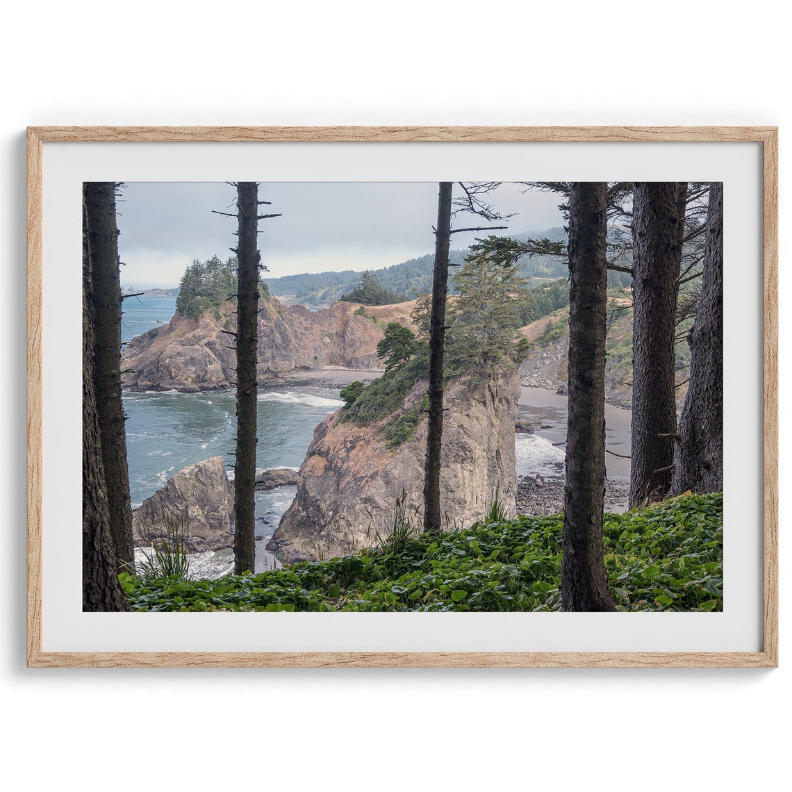 Oregon Coast Rocky Sea Stacks Framed By Pine Trees Ocean View Poster - Image 5
