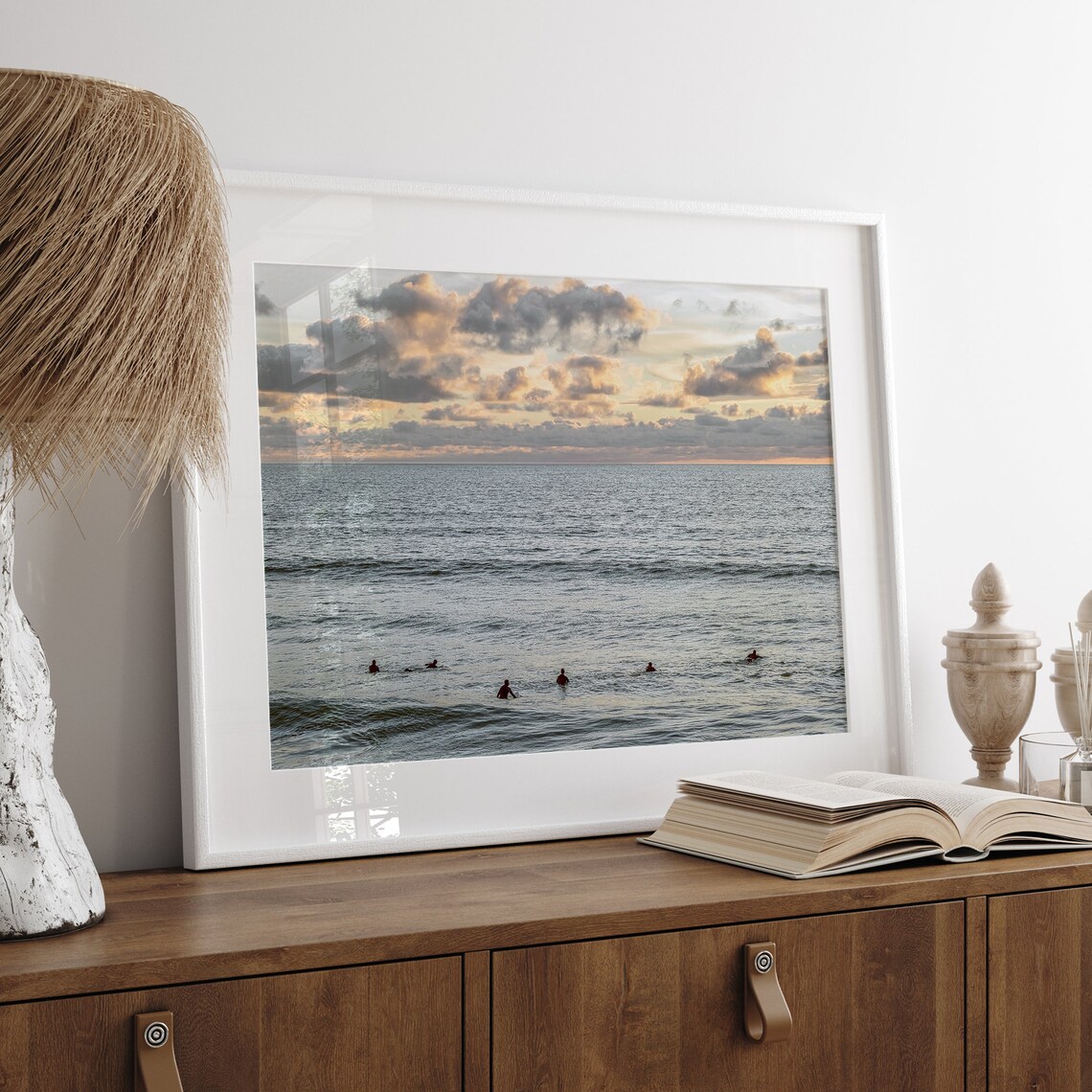 Sunset Surfers, Minimalist California Art Print - Image 2