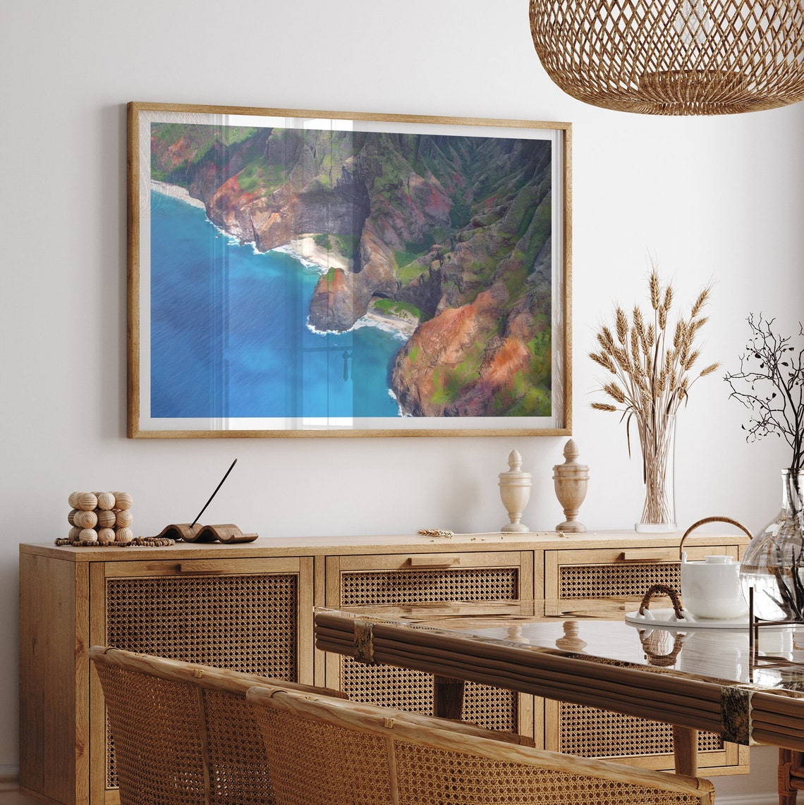 Na Pali Coast Kauai Aerial View Emerald Cliffs Turquoise Ocean Poster - Image 5