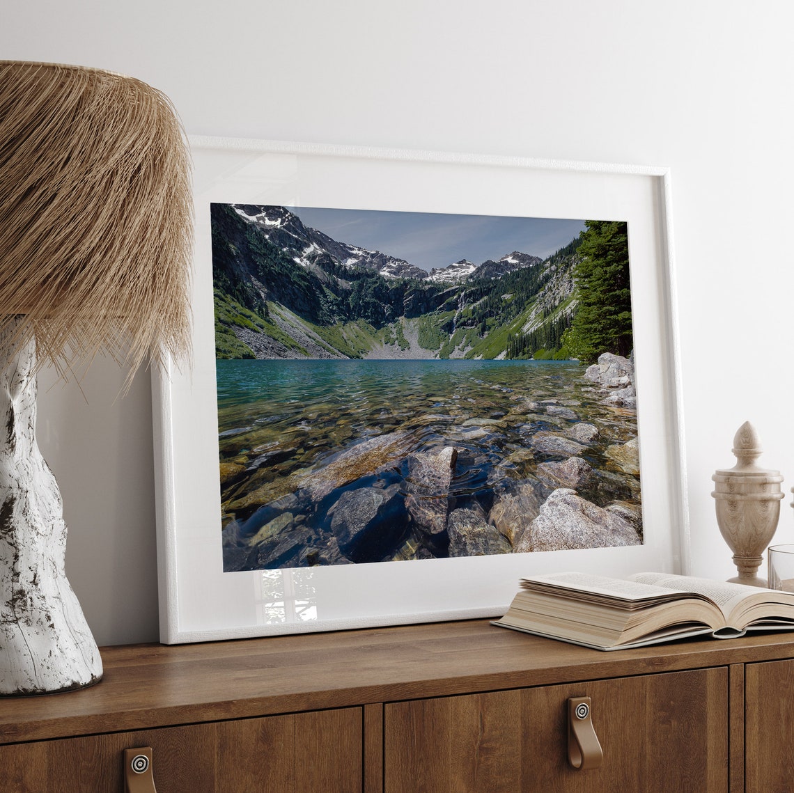 Alpine Lake Crystal Clear Water Snow Capped Peaks Mountain Poster - Image 2