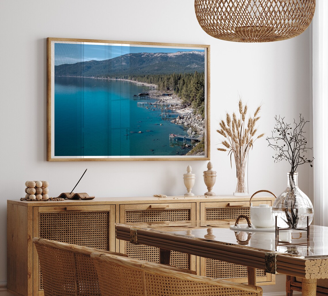 Lake Tahoe Turquoise Water Wooden Docks Pine Forest Shoreline Poster - Image 5