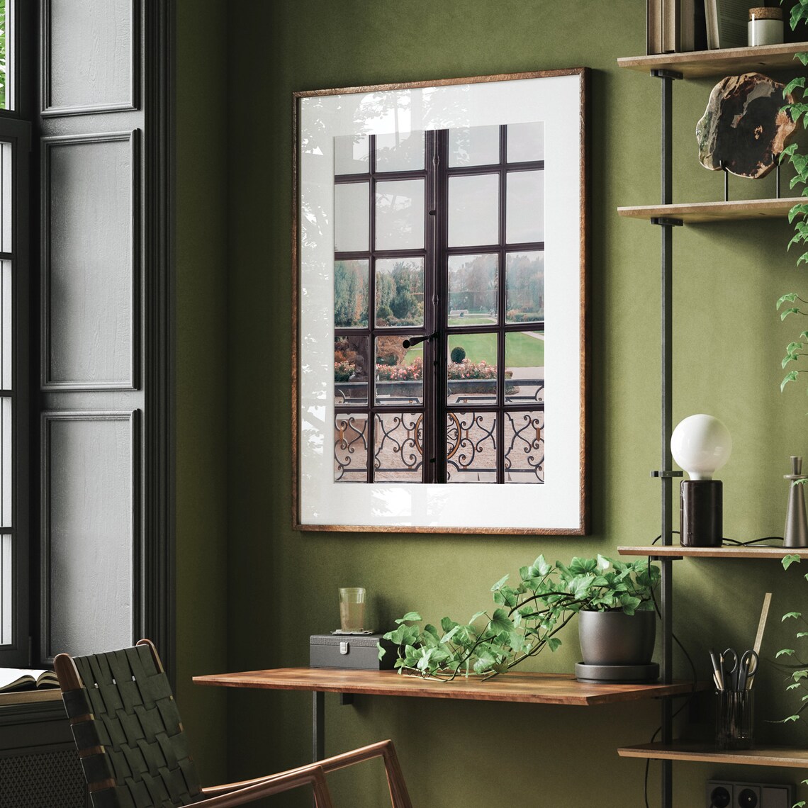 Paris French Window Balcony Garden View Romantic Wall Art Poster - Image 3