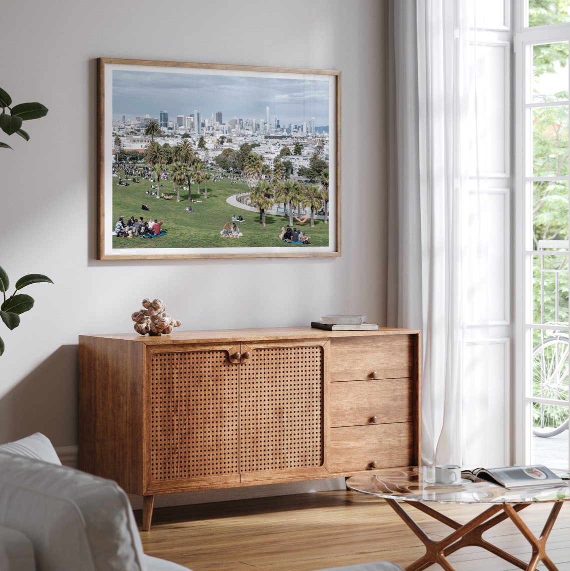 San Francisco Dolores Park Picnic Skyline Palm Trees Day View Poster - Image 3