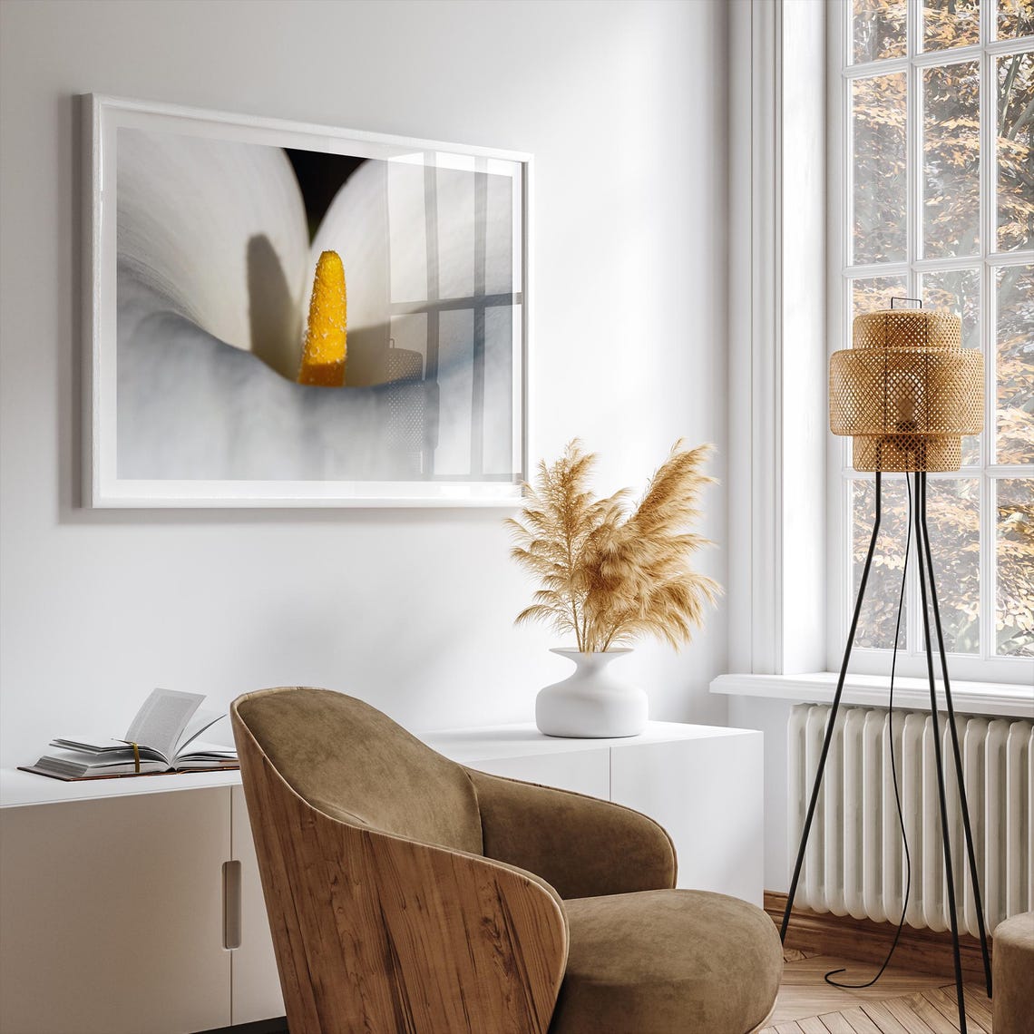 White Calla Lily Macro Golden Center Elegant Botanical Art Print - Image 5