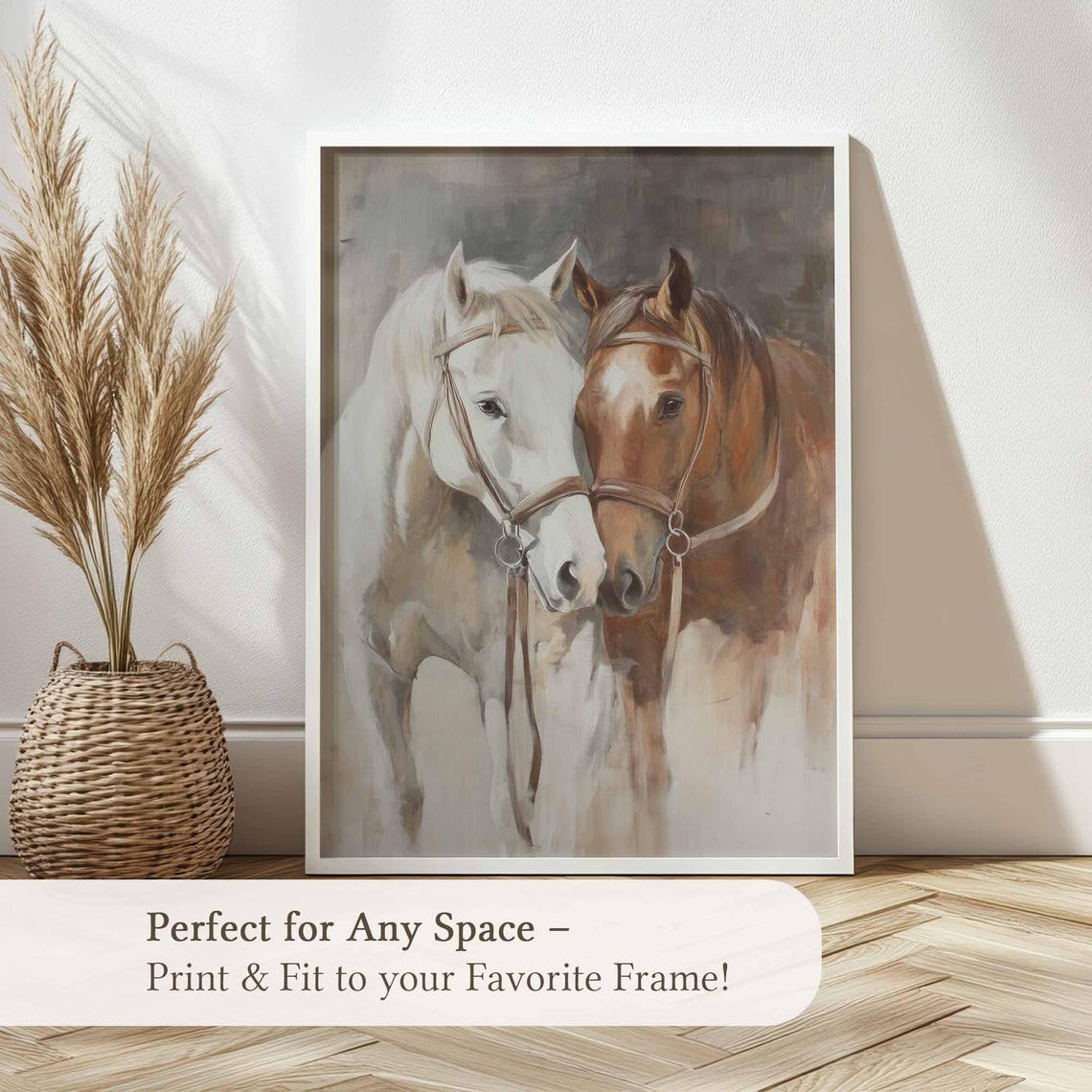 Horse Wall Art Print Horse Lovers Decor Rustic Farmhouse Art Horse Duo Painting Equestrian Wall Decor Western Horse Print Animal Art - Image 5