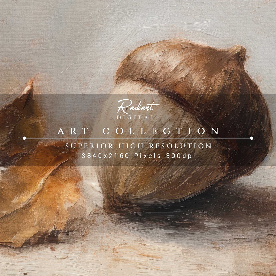 Rustic Acorn With Autumn Leaves Oil Painting Still Life Poster - Image 4