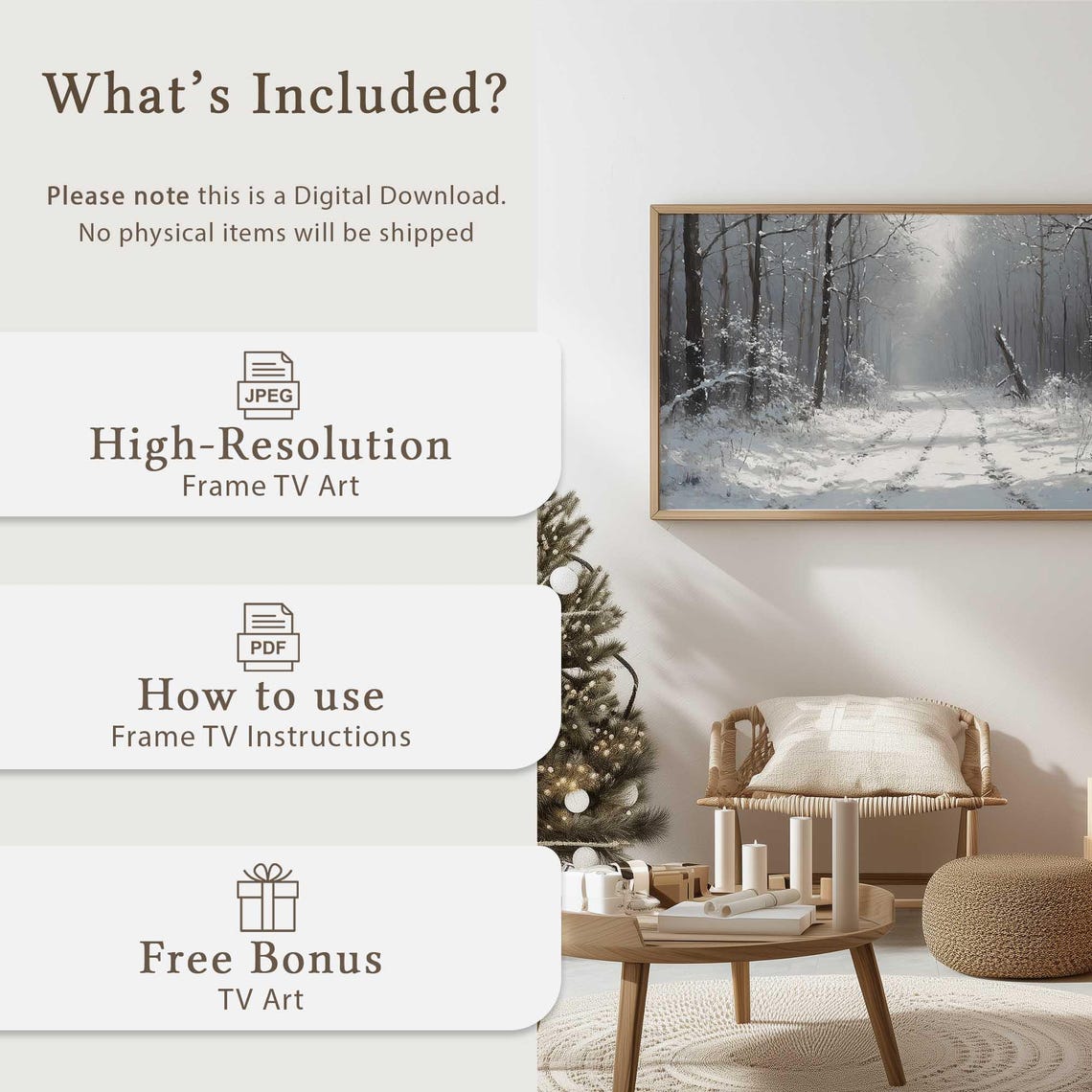 Snowy Forest Path Sunlit Winter Trees Serene Landscape Art Poster - Image 5