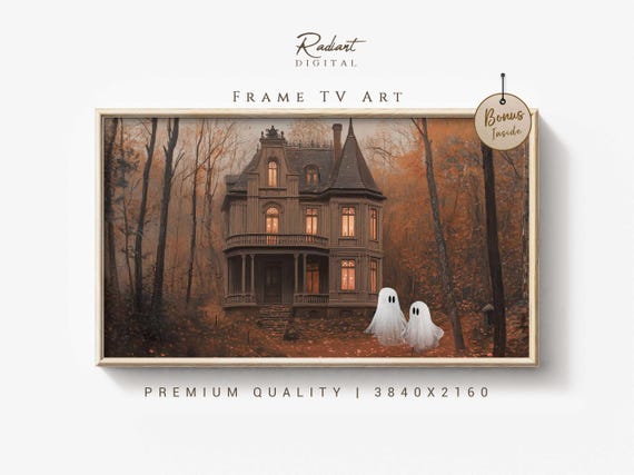 Cute Ghosts Frame Tv Art Farmhouse Frame Tv Art Spooky Autumn Forest Neutral Halloween Night Decor Gothic Decor High Resolution Art