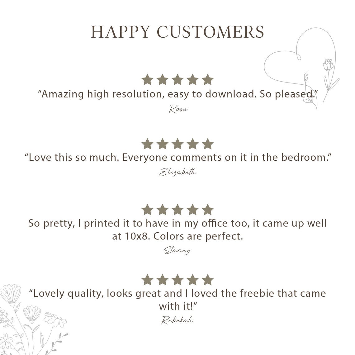 Five Star Customer Reviews Testimonial Neutral Beige Wall Art