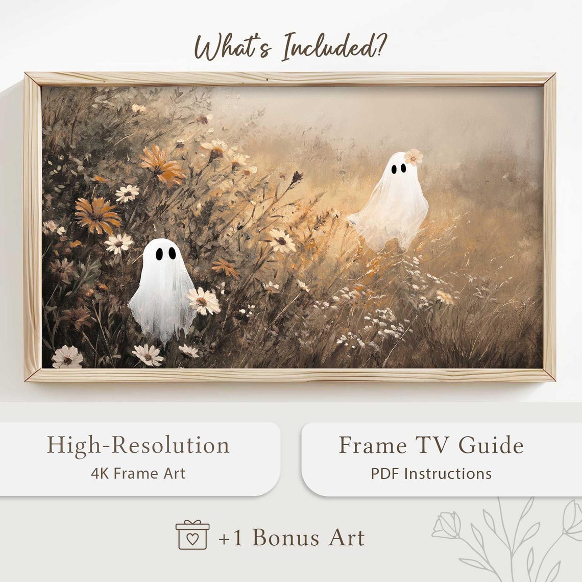 Two Wandering Ghosts in Wildflower Field Autumn Meadow Poster - Image 5