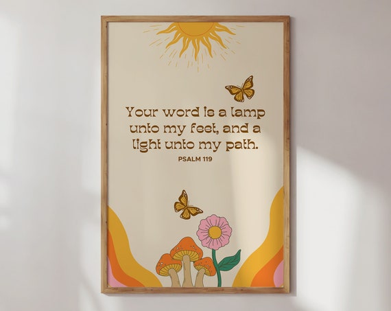 Psalm 119 Retro Print Print Christian Aesthetic Wall Art Bible Verse Wall Art College Dorm Room Art Christian Poster Art