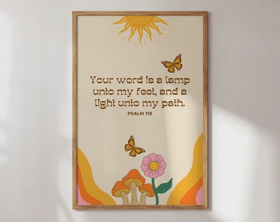 Your Word Is A Lamp Unto My Feet Psalm 119 Retro Boho Sun Poster
