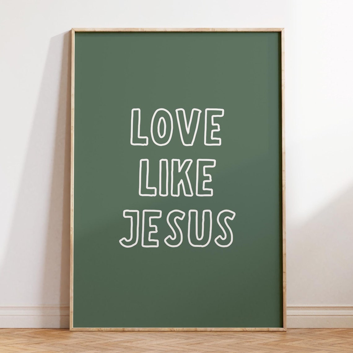 Love Like Jesus Green Retro Bubble Letter Christian Typography Poster