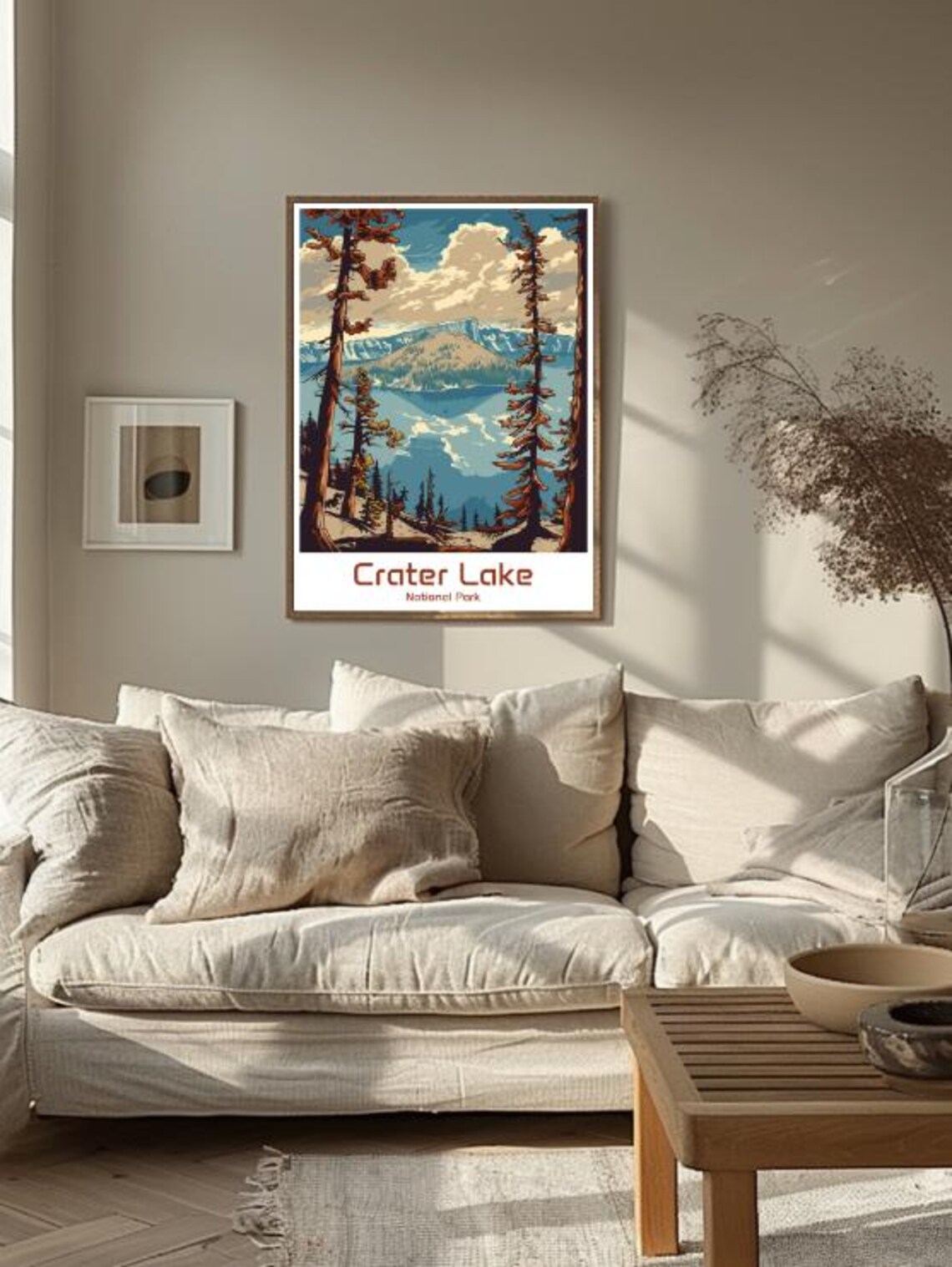 Crater Lake National Park Deep Blue Caldera Pines Vintage Poster - Image 3