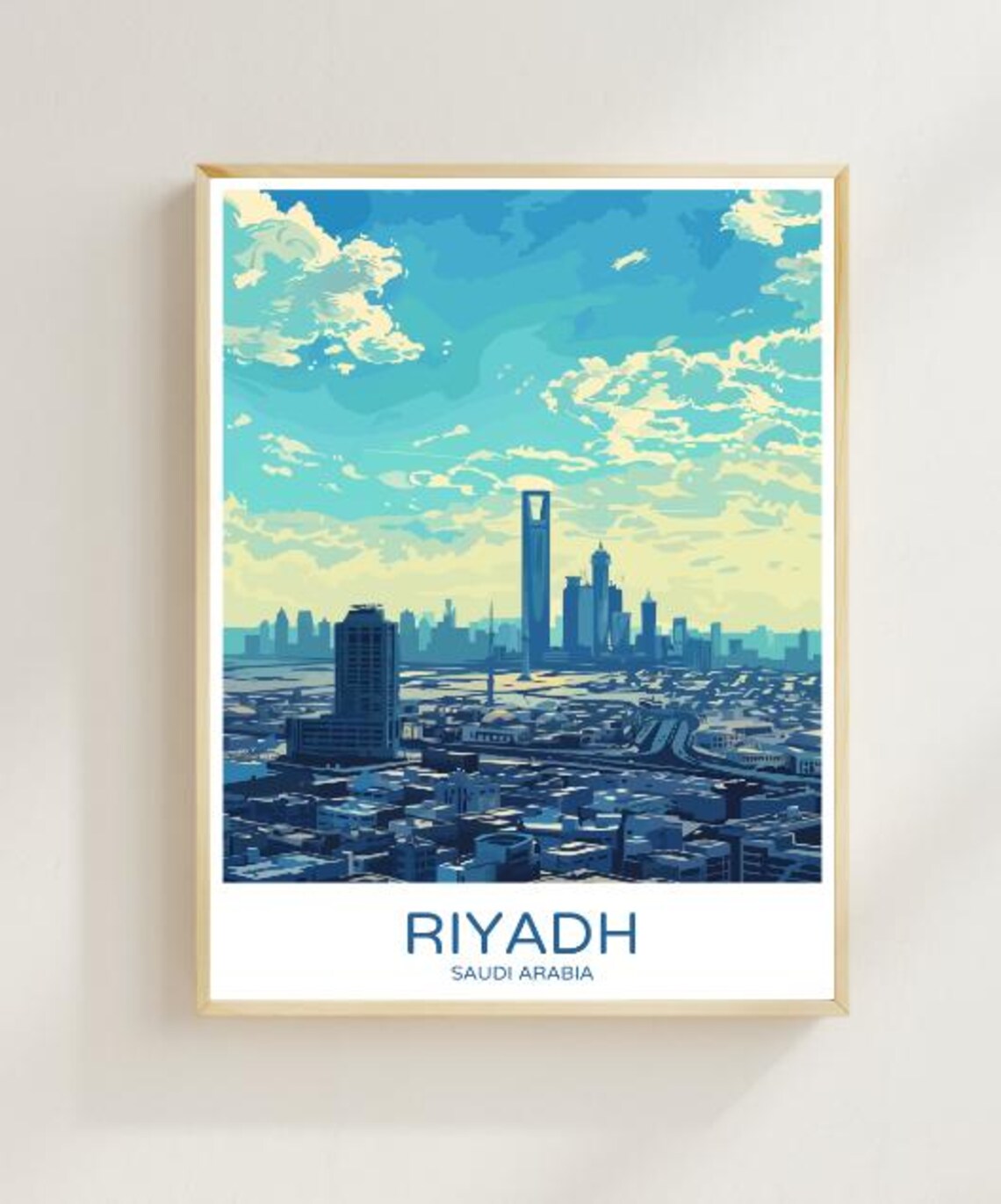 Riyadh Saudi Arabia Modern Skyline Vintage Travel Art Poster