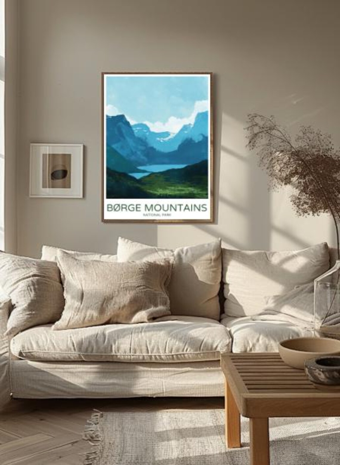 Borge Mountains Norway National Park Alpine Lake Retro Travel Poster - Image 2
