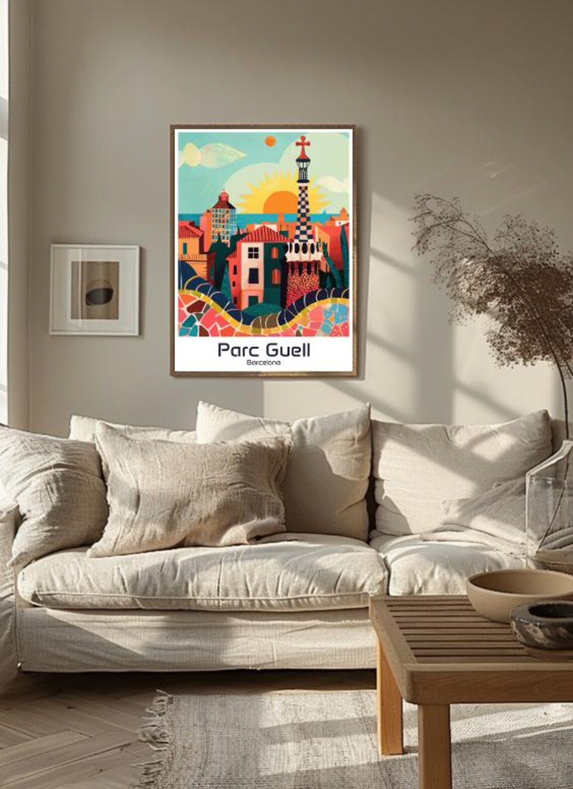 Parc Guell Barcelona Gaudi Mosaic Sunset Spain Architecture Poster - Image 3