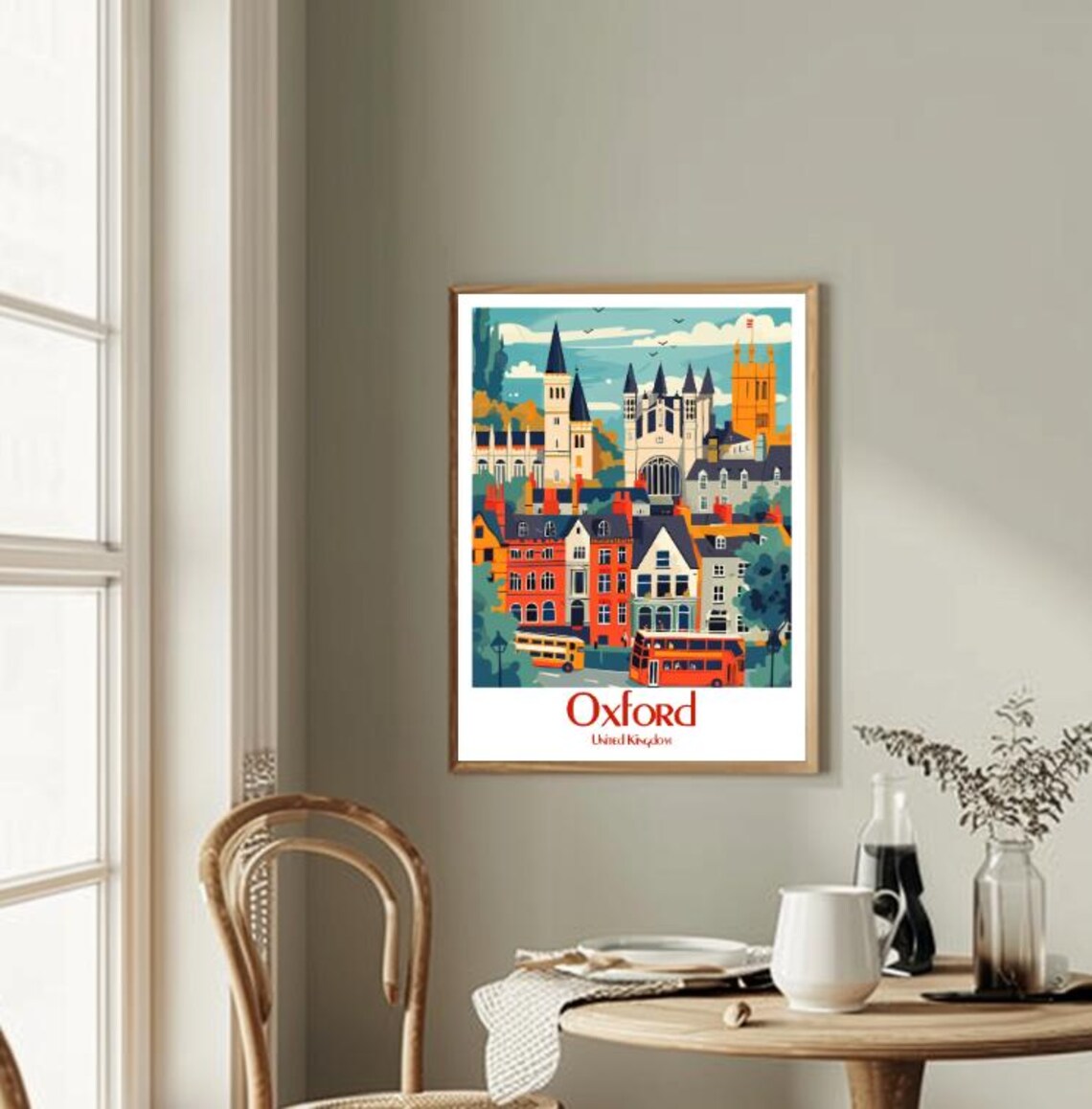 Oxford University Spires Cityscape Vintage Travel Poster England - Image 2