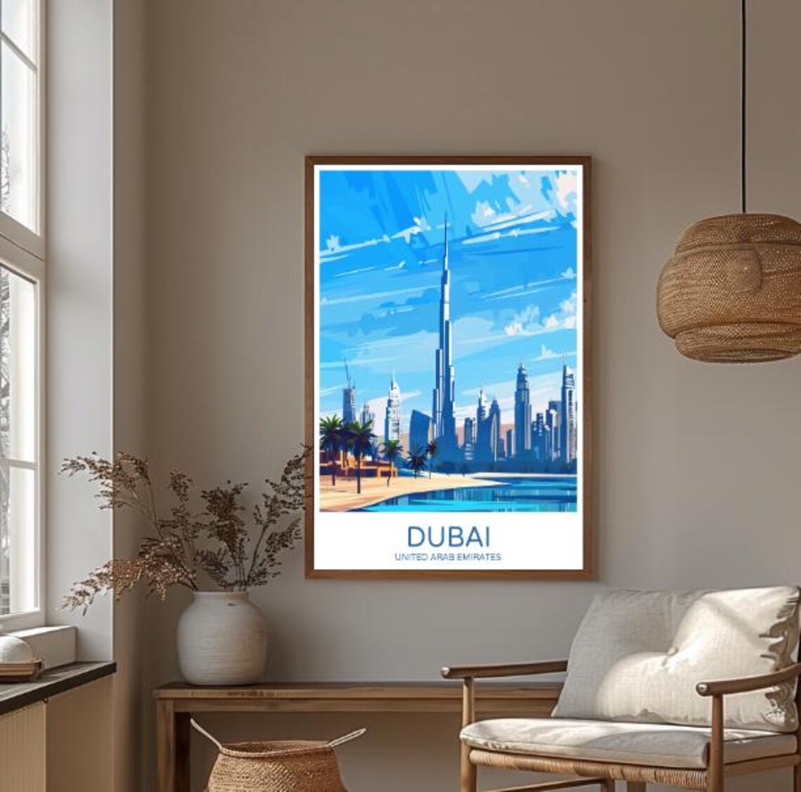 Dubai United Arab Emirates Burj Khalifa Skyline Travel Poster - Image 3