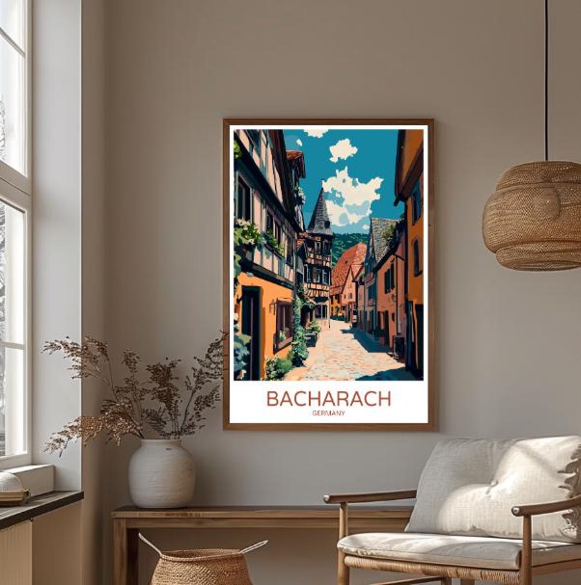 Bacharach Germany Half Timbered Rhine River Street Travel Poster - Image 3