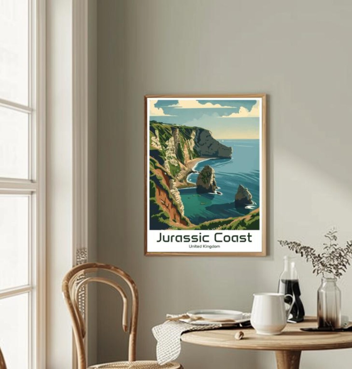 Jurassic Coast United Kingdom Cliffs Sea Stacks Illustration Poster - Image 2