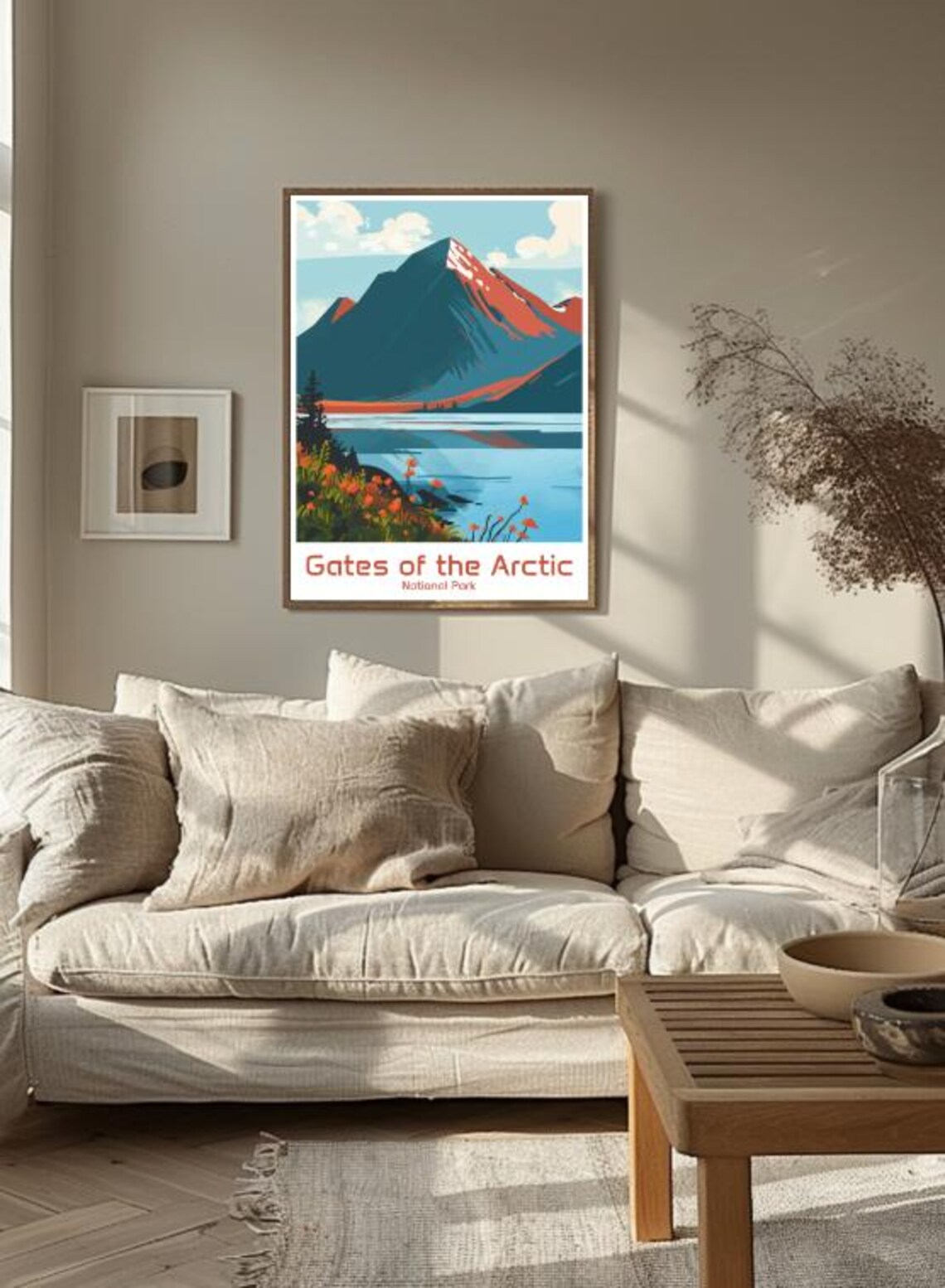 Gates of the Arctic National Park Poster Snowy Peak Lake Wildflower Art - Image 3