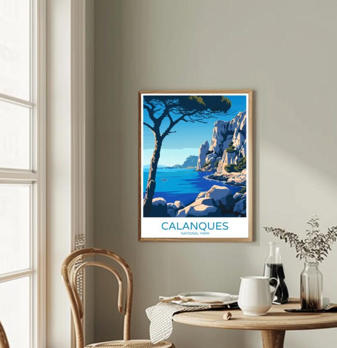 Calanques France Coastal Cliffs Pine Tree Mediterranean Travel Poster - Image 2