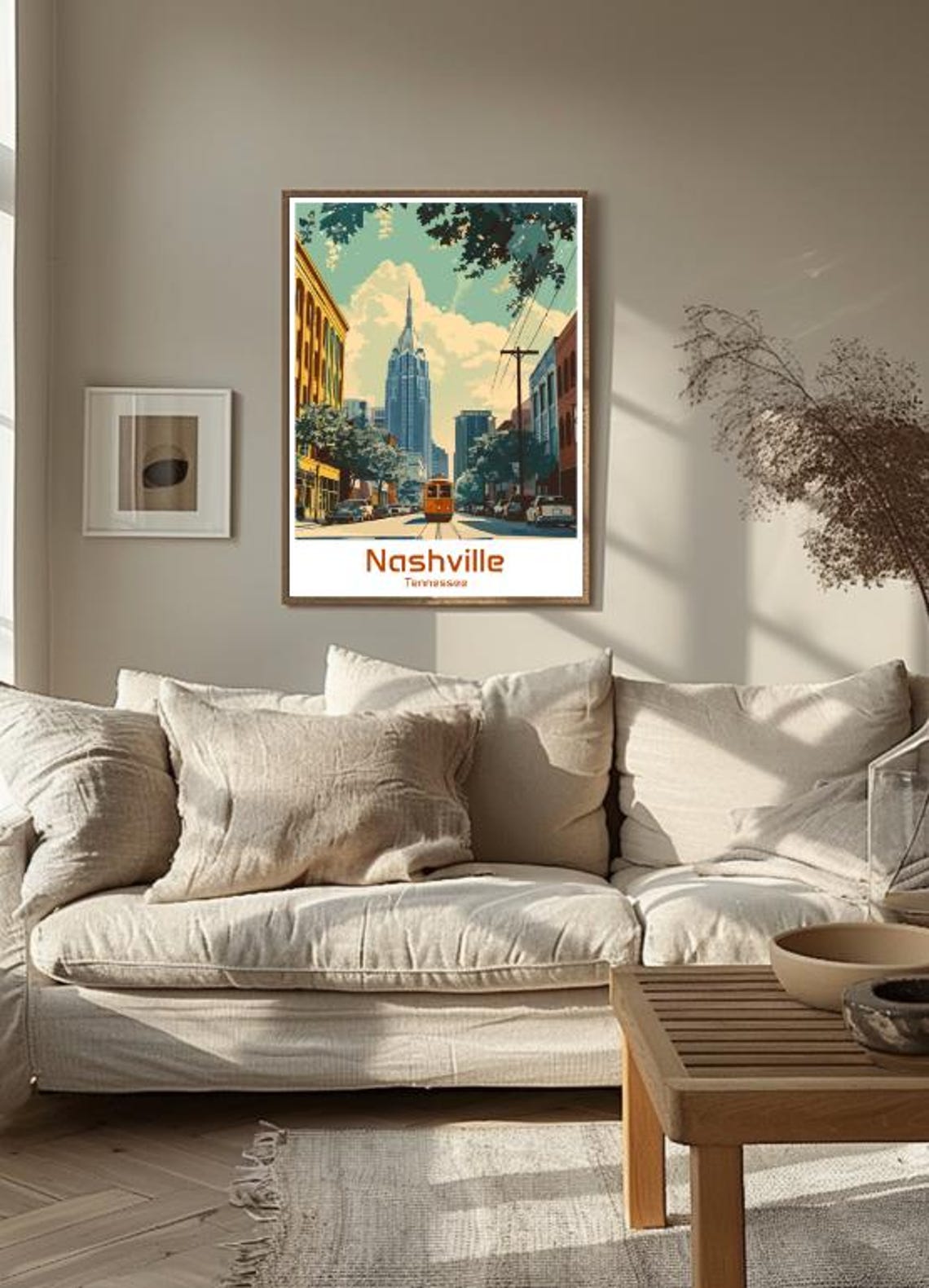 Nashville Travel Poster Music City Skyline Art Tennessee Wall Decor Scenic Cityscape Print Country Music Gift Modern Home Artwork - Image 3