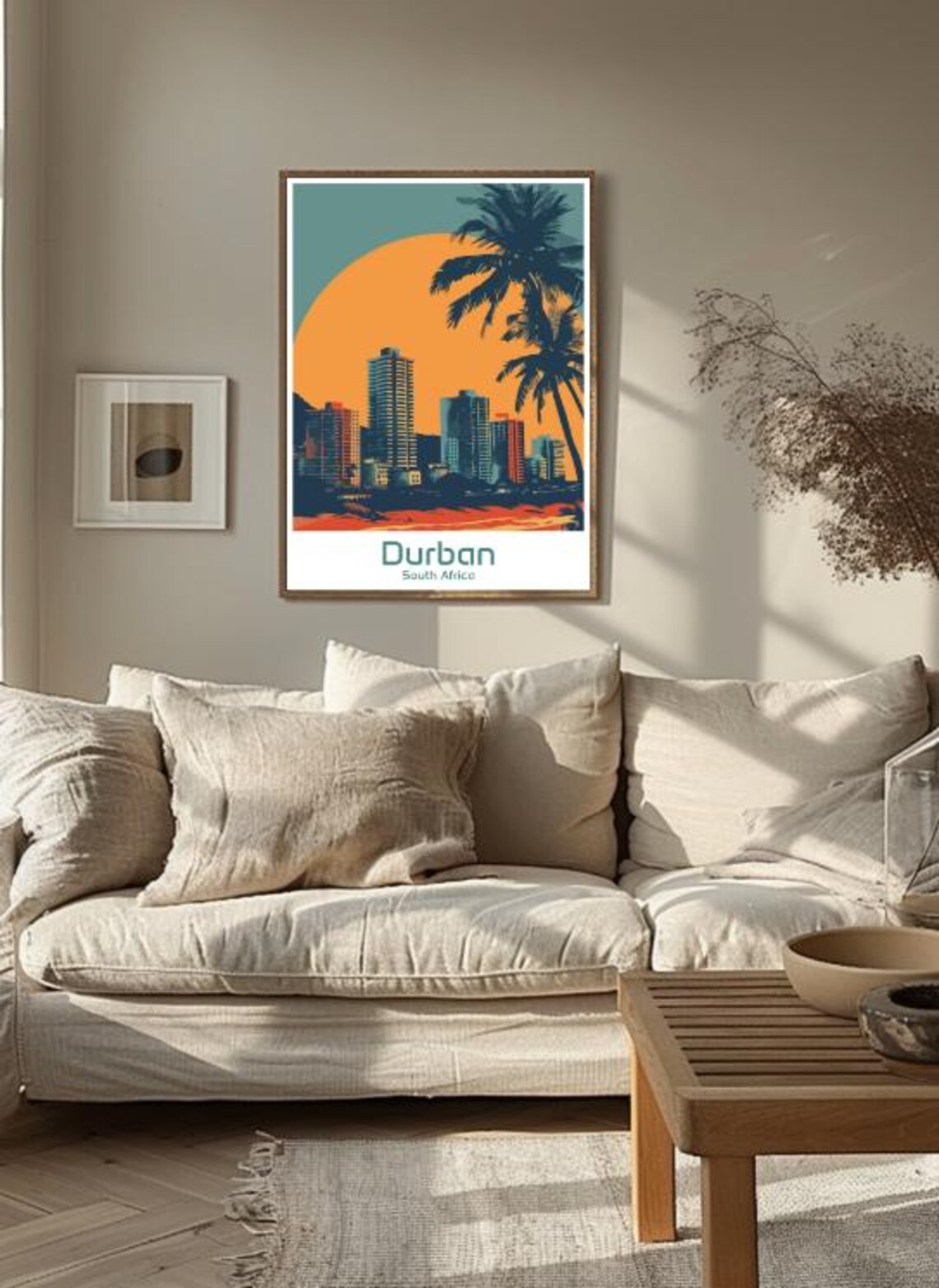 Durban South Africa Beachfront Sunset Palm Skyline Travel Poster - Image 3